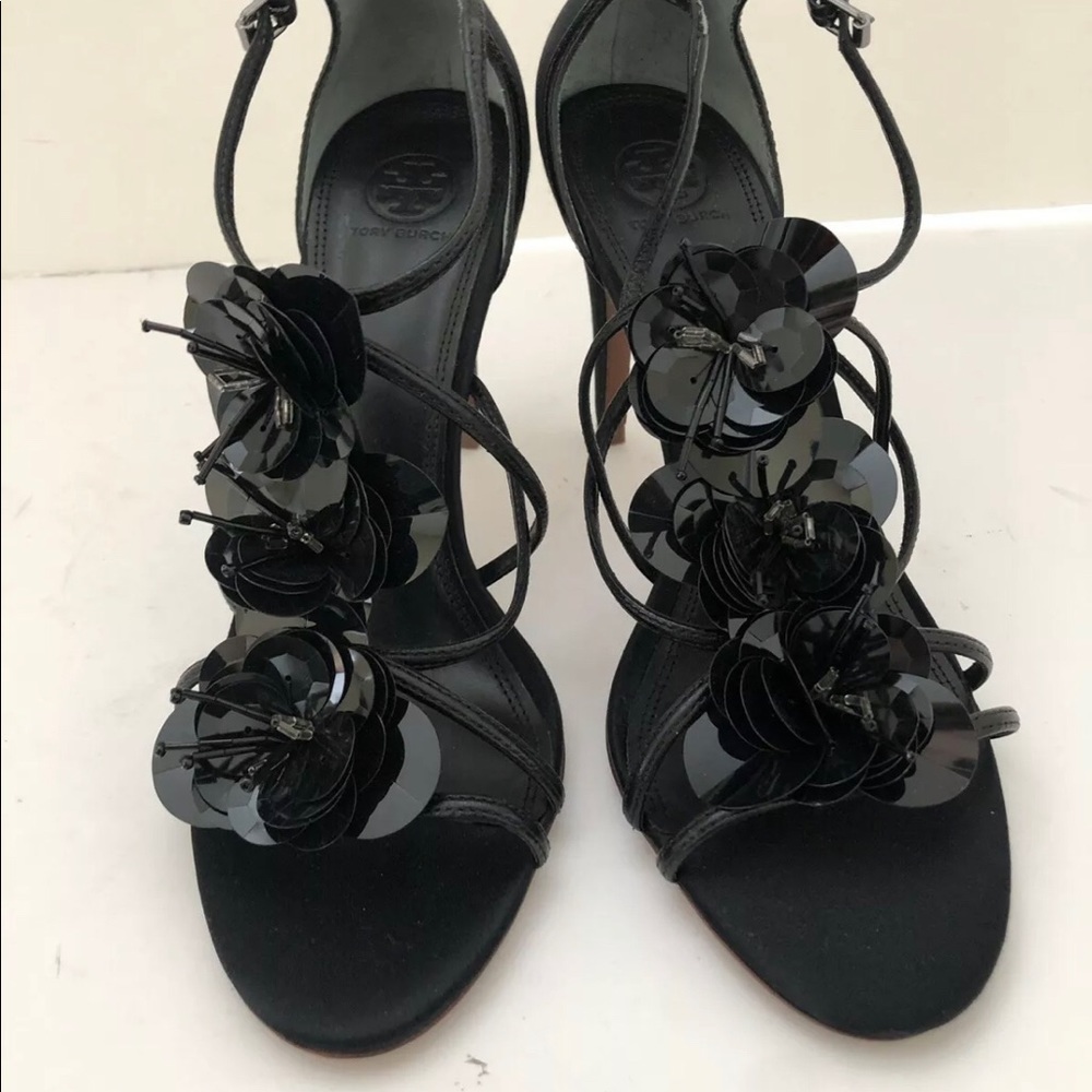 NEW TORY BURCH Black Satin Stiletto EMMANUEL